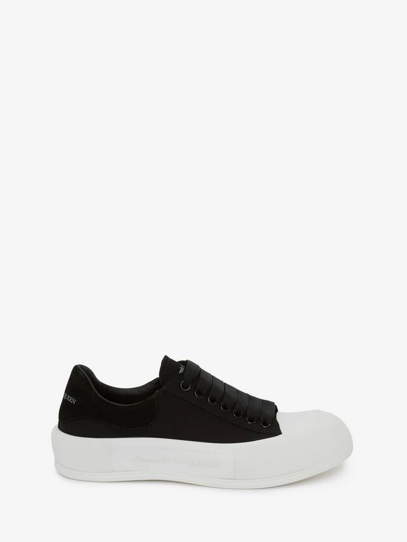 Zapatillas Alexander McQueen Deck Lace Up Plimsoll Mujer - Negros/Blancos - Mexico 914-MYIWXP